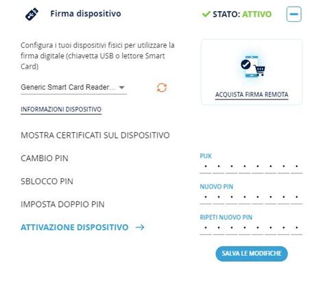 sblocco smart card infocert|Cambiare PIN di un dispositivo .